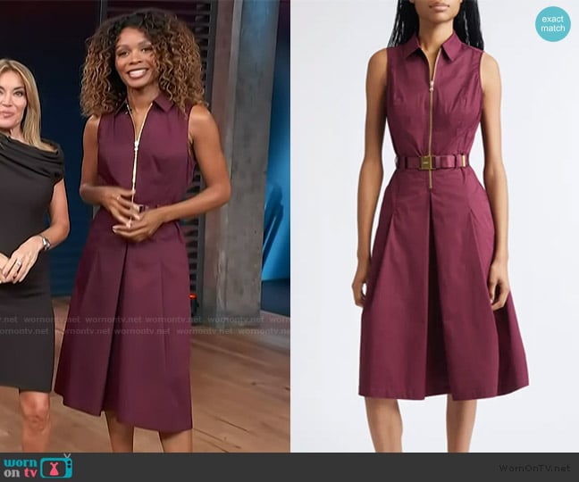 Zuri’s burgundy zip front dress on Access Hollywood Zuri’s burgundy zip front dress on Access Hollywood