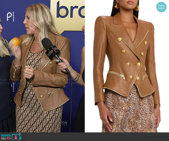 L'Agence Ottilie Leather Blazer worn by Vicki Gunvalson on Access Hollywood