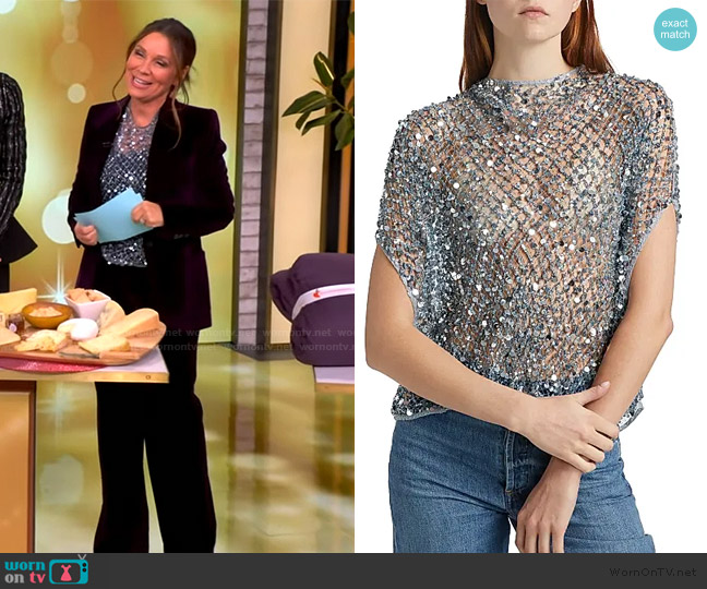 LaPointe Sequined Net Mesh Cape Top worn by Gretta Monahan on The View
