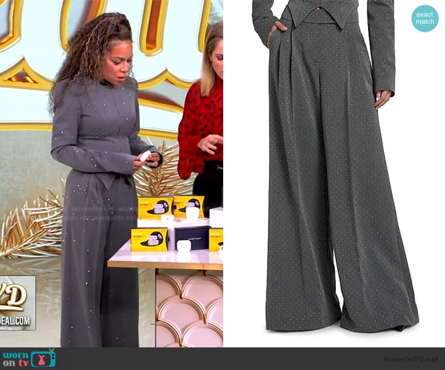 LaQuan Smith Polka Dot Relaxed-Fit Wide-Leg Trousers worn by Sunny Hostin on The View