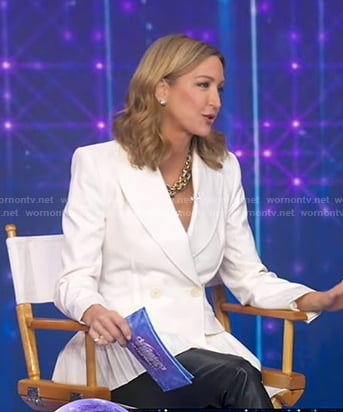 Lara’s white pleated blazer on Good Morning America