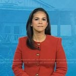 Laura’s red collarless blazer on Today