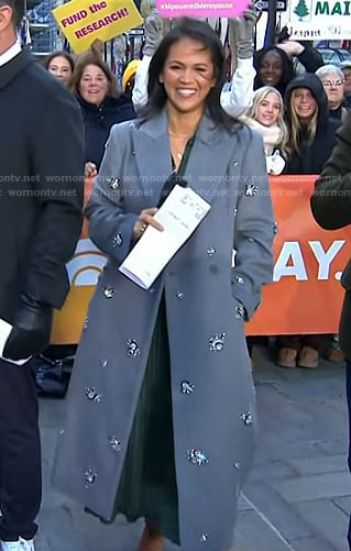 Laura’s grey embellished coat on Today