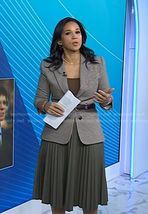 Laura’s houndstooth blazer and pleated skirt on Today