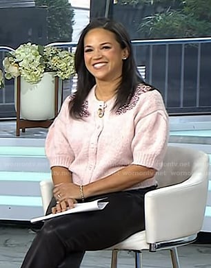 Laura’s pink embellished cardigan on Today