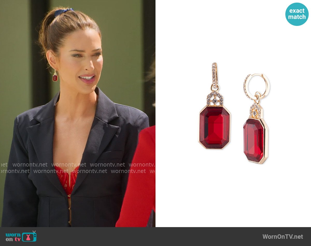 LAUREN Ralph Lauren Crystal Hoop Drop Earrings worn by Polly Brindle (Polly Brindle) on Selling the OC