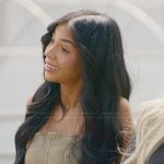 Layla’s green denim crop top on The Secret Lives of Mormon Wives