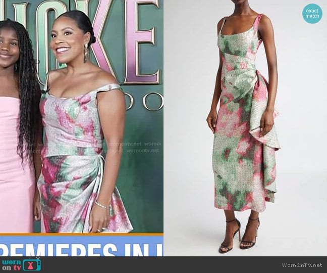 Lela Rose Florence Floral Jacquard Dress worn by Sheinelle Jones on Today
