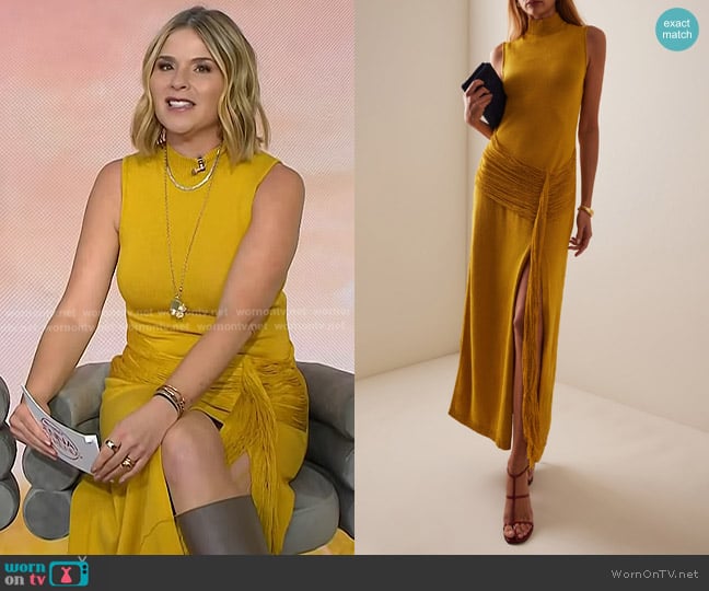 Lela Rose Fringed Cotton-Blend Midi Dress worn by Jenna Bush Hager on Today