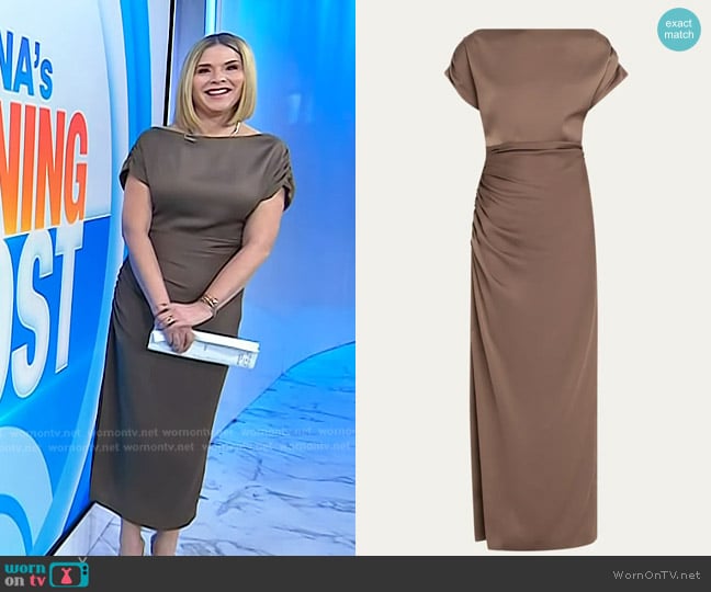 Lela Rose Heather Shirred Short-Sleeve Maxi Dress worn by Jenna Bush Hager on Today