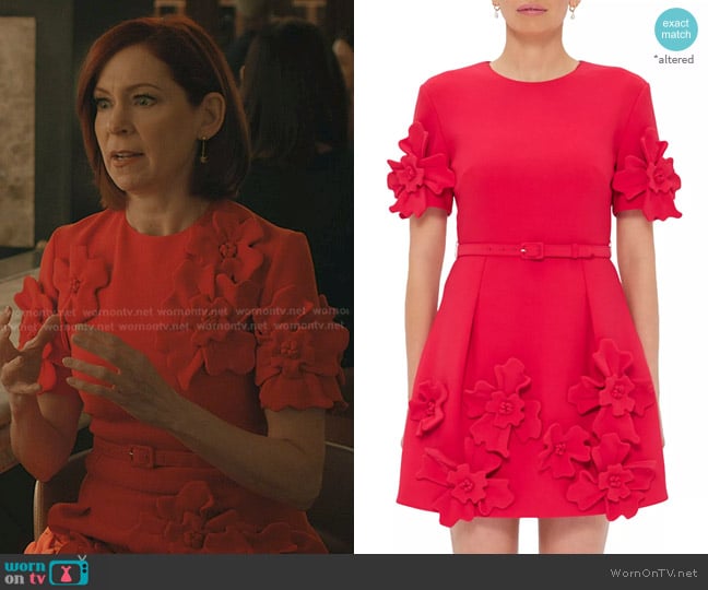 Leo Lin Aurelie Appliqué Mini Dress in rosa worn by Elsbeth Tascioni (Carrie Preston) on Elsbeth