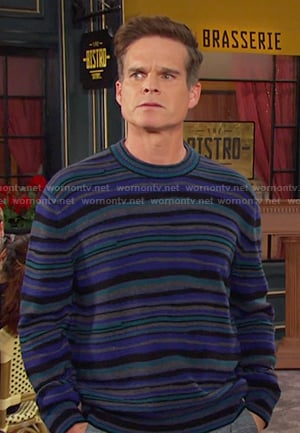 Leo's blue striped sweater on Days of our Lives