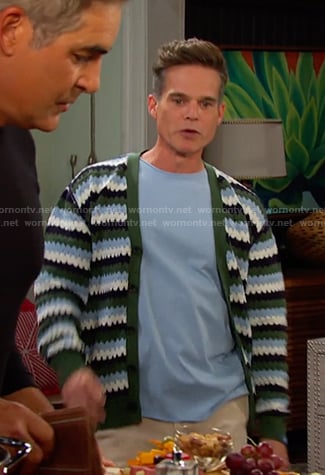 Leo's green striped cardigan on Days of our Lives