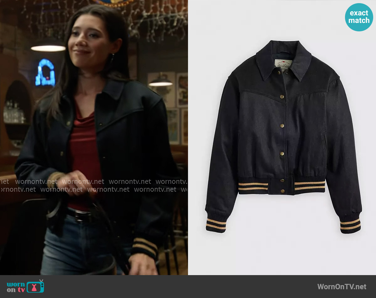 Levis Lennox Varsity Jacket worn by Violet Mikami (Hanako Greensmith) on Chicago Fire