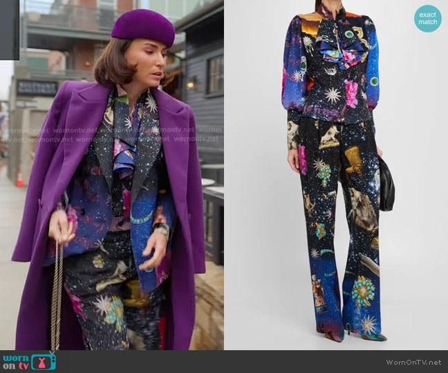 Libertine Starry Night Redux Bishop Sleeve Blouse and Pants worn by Bronwyn Newport on The Real Housewives of Salt Lake City