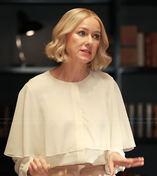 Liberty's white cape blouse on Alls Fair