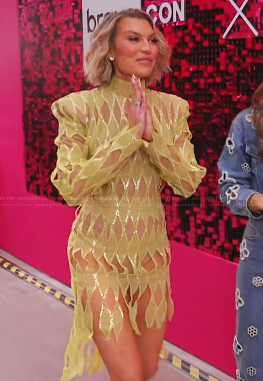 Lindsay Hubbard’s yellow embellished dress on Access Hollywood