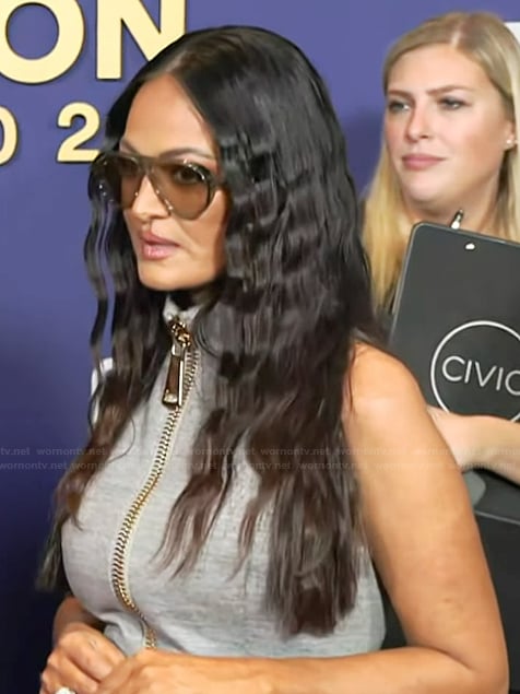 Lisa Barlow’s gray zip top on Access Hollywood