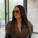 Lisa’s brown belted leather jacket on The Real Housewives of Salt Lake City