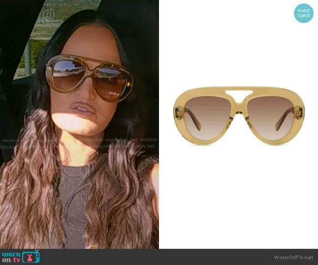 Loewe Curvy Aviator-Style Acetate Sunglasses worn by Lisa Barlow on The Real Housewives of Salt Lake City
