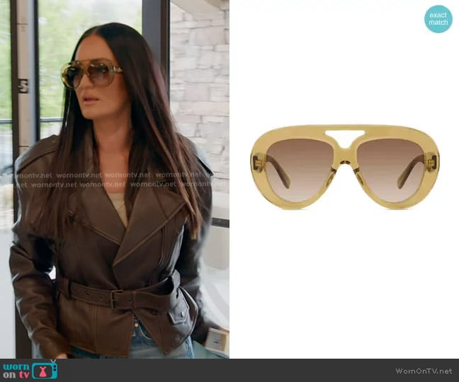 Loewe Curvy Aviator-Style Acetate Sunglasses worn by Lisa Barlow on The Real Housewives of Salt Lake City