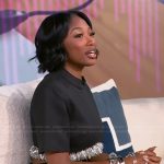 Loren Lorosa’s black fringe detail top and skirt on Tamron Hall Show