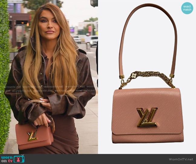 Louis Vuitton Pink EPI Twist MM Bag worn by Chrishell Stause on Selling Sunset