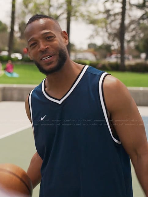 Lou's blue basketball tank top on Bel-Air