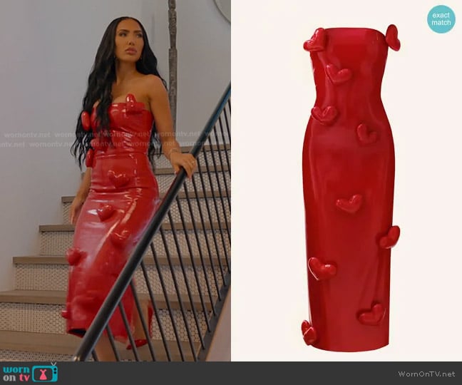  Love Killa Dress in Red Patent Cultnaked worn by Bre Tiesi on Selling Sunset