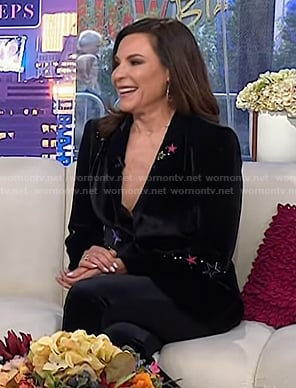 Luann de Lesseps’s black star embroidered velvet blazer on Today