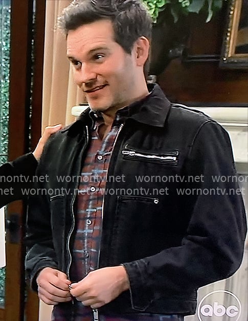 Lucas’s dark brown jacket on General Hospital