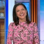 Maggie’s pink floral print midi dress on Good Morning America