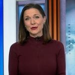 Maggie’s Burgundy knit midi dress on Good Morning America