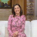 Maggie’s pink floral print midi dress on Good Morning America
