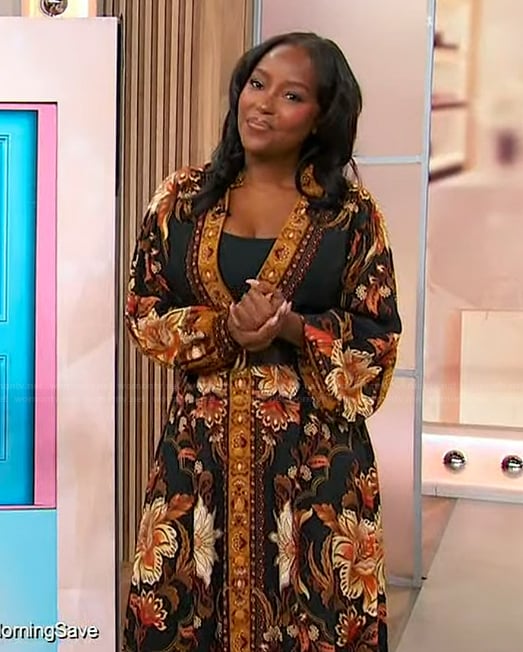 Makho Ndlovu's black floral maxi dress on Sherri