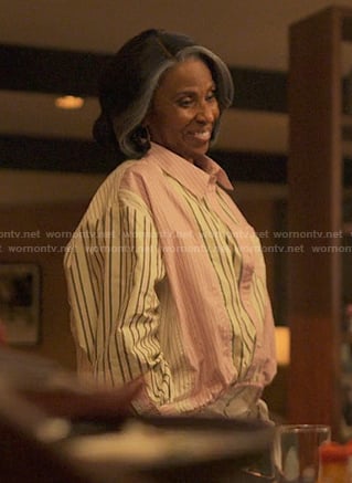 Mama Lu's mixed stripe blouse on Reasonable Doubt