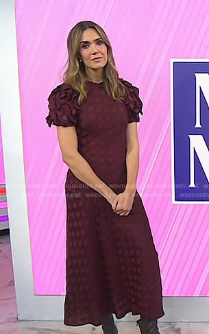 Mandy Moore's burgundy embroidered dress on Today