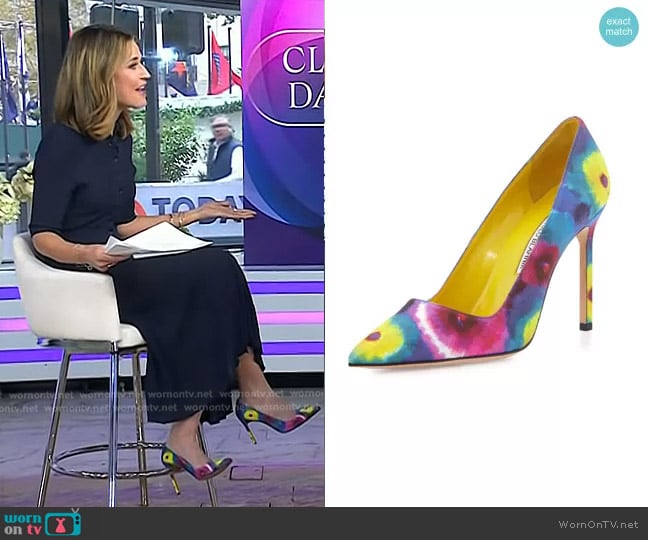 Manolo Blahnik BB Tie-Dye Fabric Pump worn by Savannah Guthrie on Today