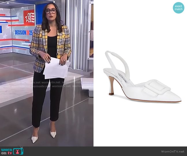 Savannah’s white buckle slingback pumps on NBC News Daily