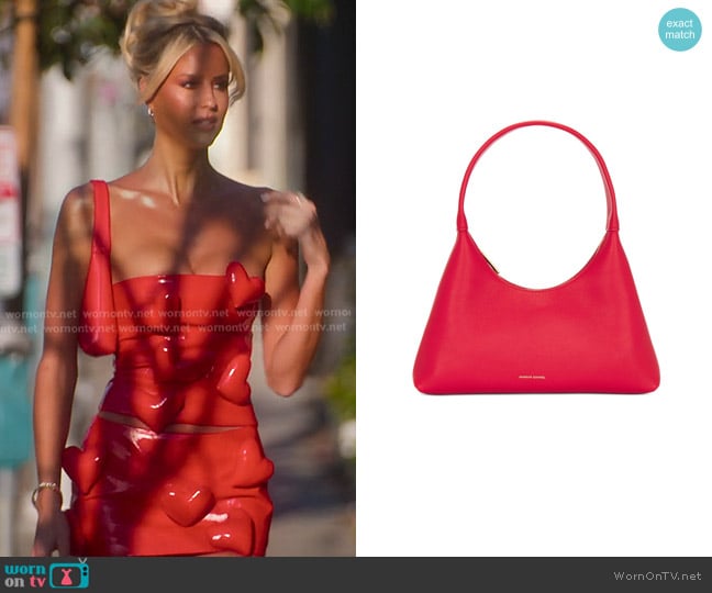Mansur Gavriel Mini Candy Bag in Poppy worn by Emma Hernan on Selling Sunset