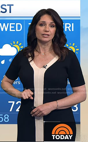 Maria's black contrast trim knit dress on Today