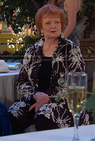 Marie’s black embellished embroidered jacket on Days of our Lives