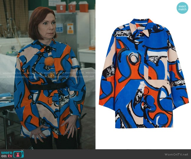 Marimekko Kukkavera Eldfamn Cotton Button-Up Shirt worn by Elsbeth Tascioni (Carrie Preston) on Elsbeth