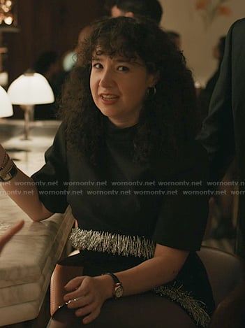 Marissa's black fringe hem top and skirt on Elsbeth