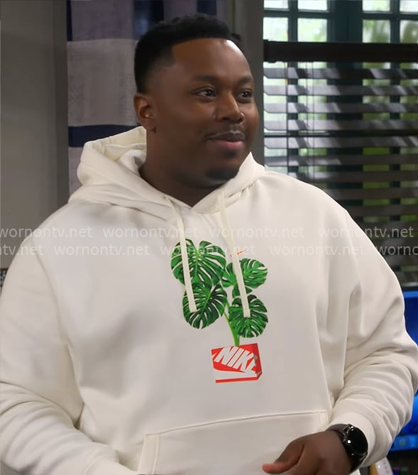 Marty's Nike palm leaves hoodie on The Neighborhood