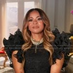 Mary’s black ruffled confessional lace top on The Real Housewives of Salt Lake City