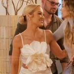 Mary’s white floral applique top on Selling Sunset