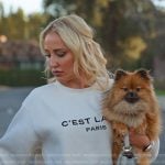 Mary’s white C’est La Vie print sweatshirt on Selling Sunset