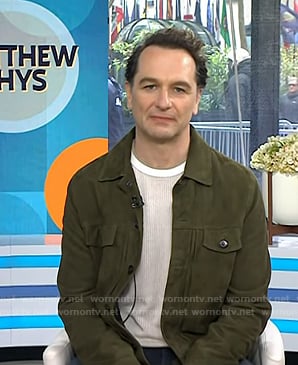 Matthew Rhys’s green suede jacket on Today