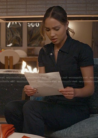 May's dark navy jumpsuit on 9-1-1